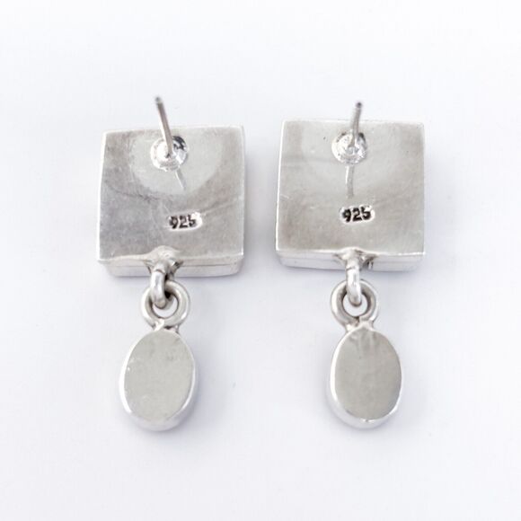 Vintage Sterling Silver 925 Red Jasper Dangle Statement Earrings - Picture 4 of 7